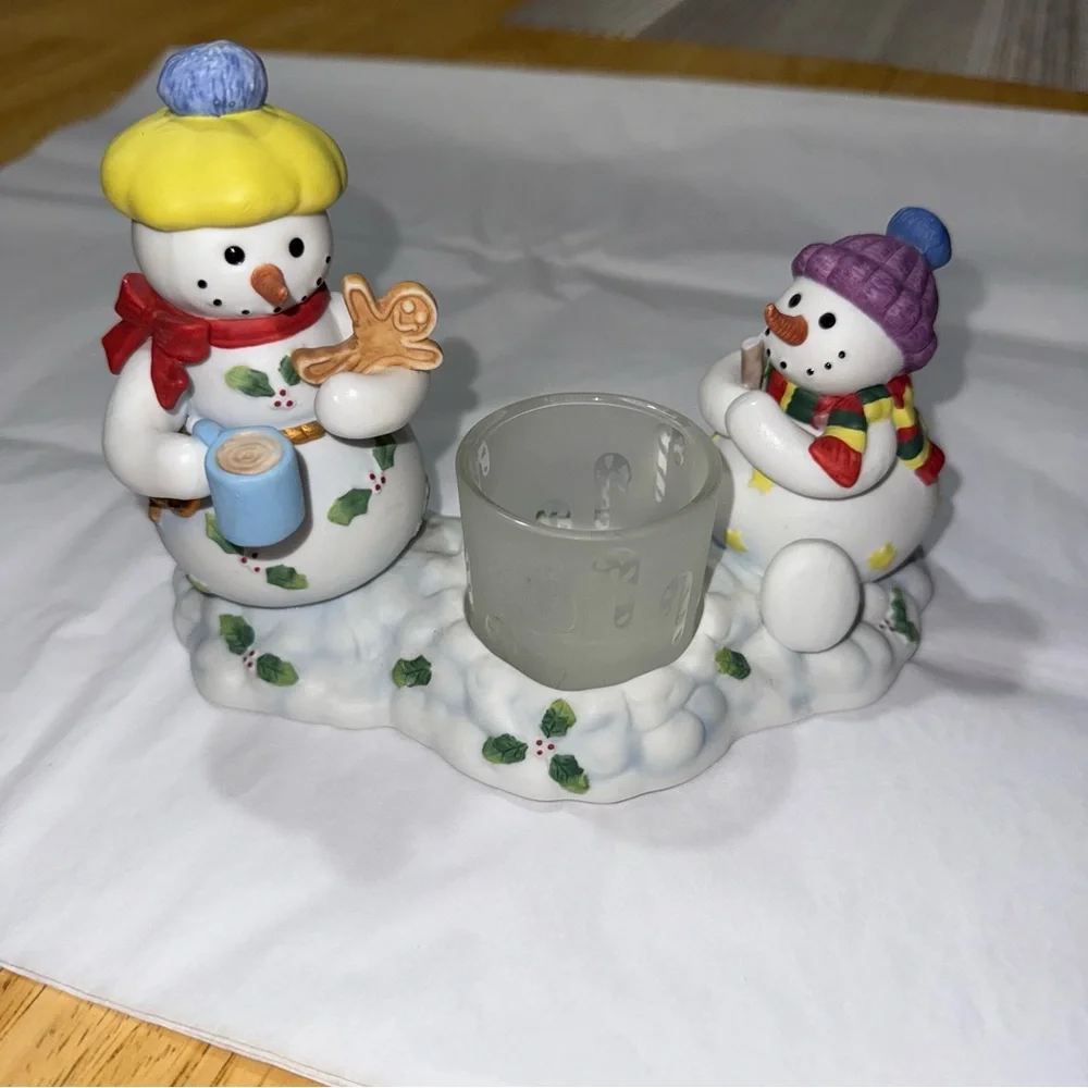 PartyLite Snowman Candle Holder with Red and Green Accents - Picture 1 of 12